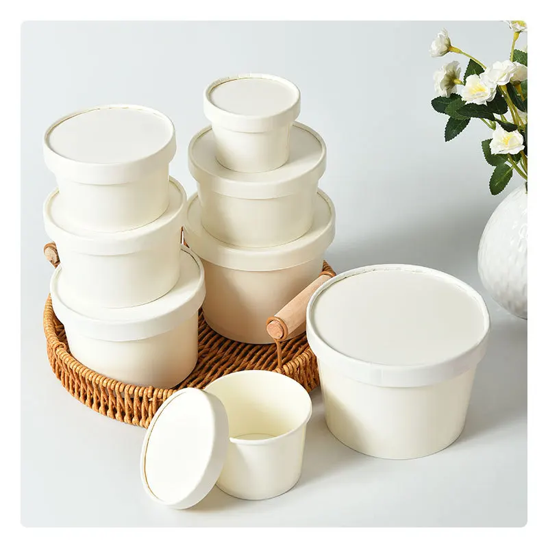 Disposable Fruit Salad Bowl Lids Food Packaging Containers Kraft Paper ...