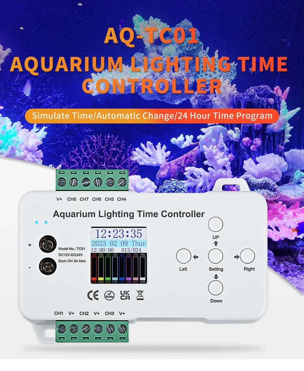 TC01 8 Channel Programmable LED Controller for Aquarium Lighting with ...