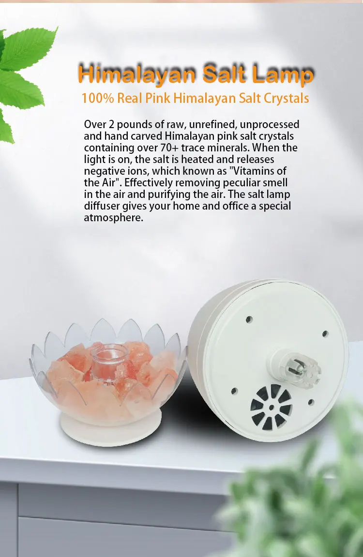 Himalayan Salt Lamp Diffuser,Ultrasonic Humidifier With Cool Mist And