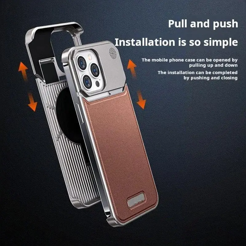 product metal frame aromatherapy phone case for iphone 17 pro max 16 pro max stainless steel bumper shockproof mobile phone cover-4
