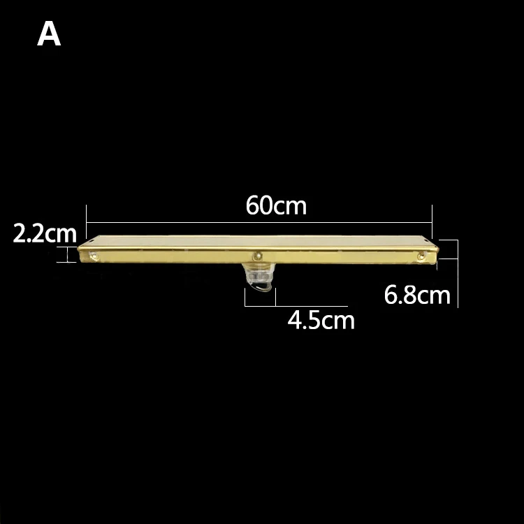 24 Inch Brushed Gold Uncoated Brass Modern Bathroom Shower Linear Rectangular Floor Drain