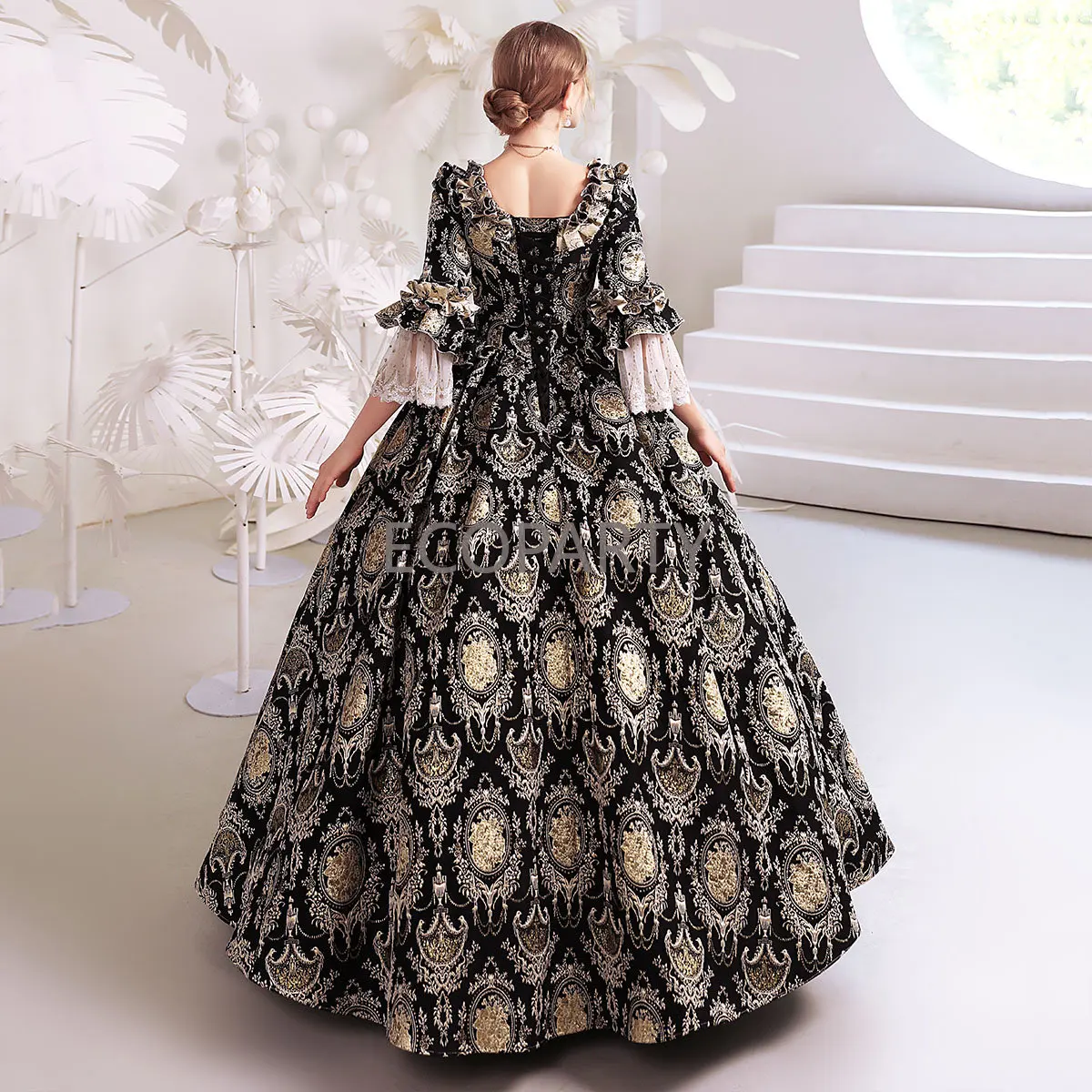 black and gold gothic dress Black and Gold Gothic Belle Gown Plus Size Custom main image 0