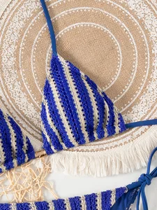 New Summer Women's Sexy and Fashionable Versatile Solid Color Strap Backless Split Bikini Swimsuit Print