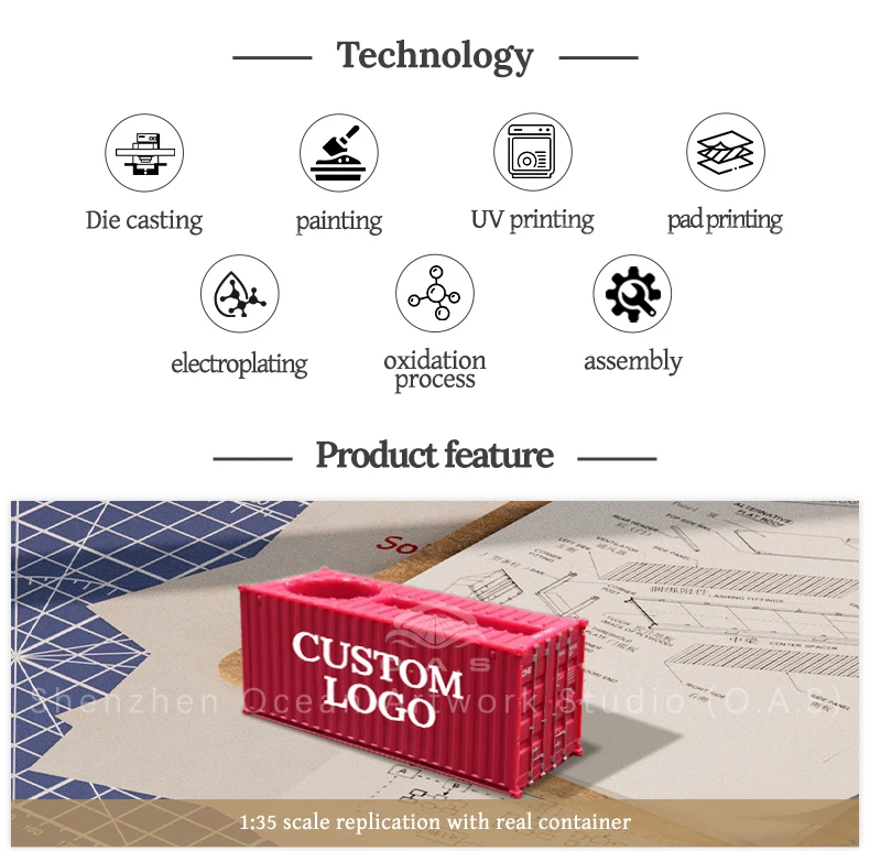 ltide plastic storage box model scale 135 shipping container oas factory customizable pen holder model-14