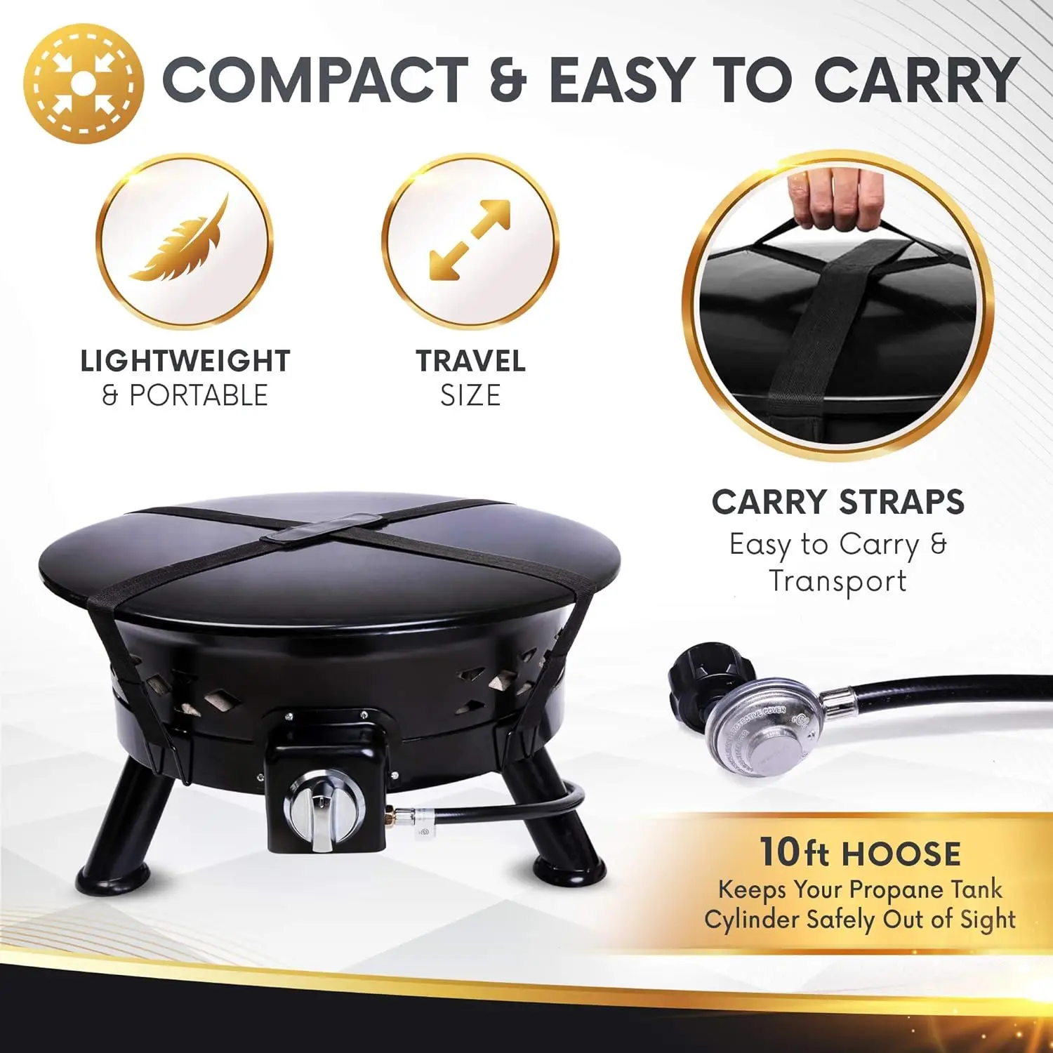 24inch Gas Fire Pit - Portable Camping Fire for Outdoor Fun