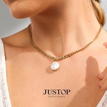Daily Matching Jewelry Natural Freshwater Flat Baroque Pearls Necklace For Women