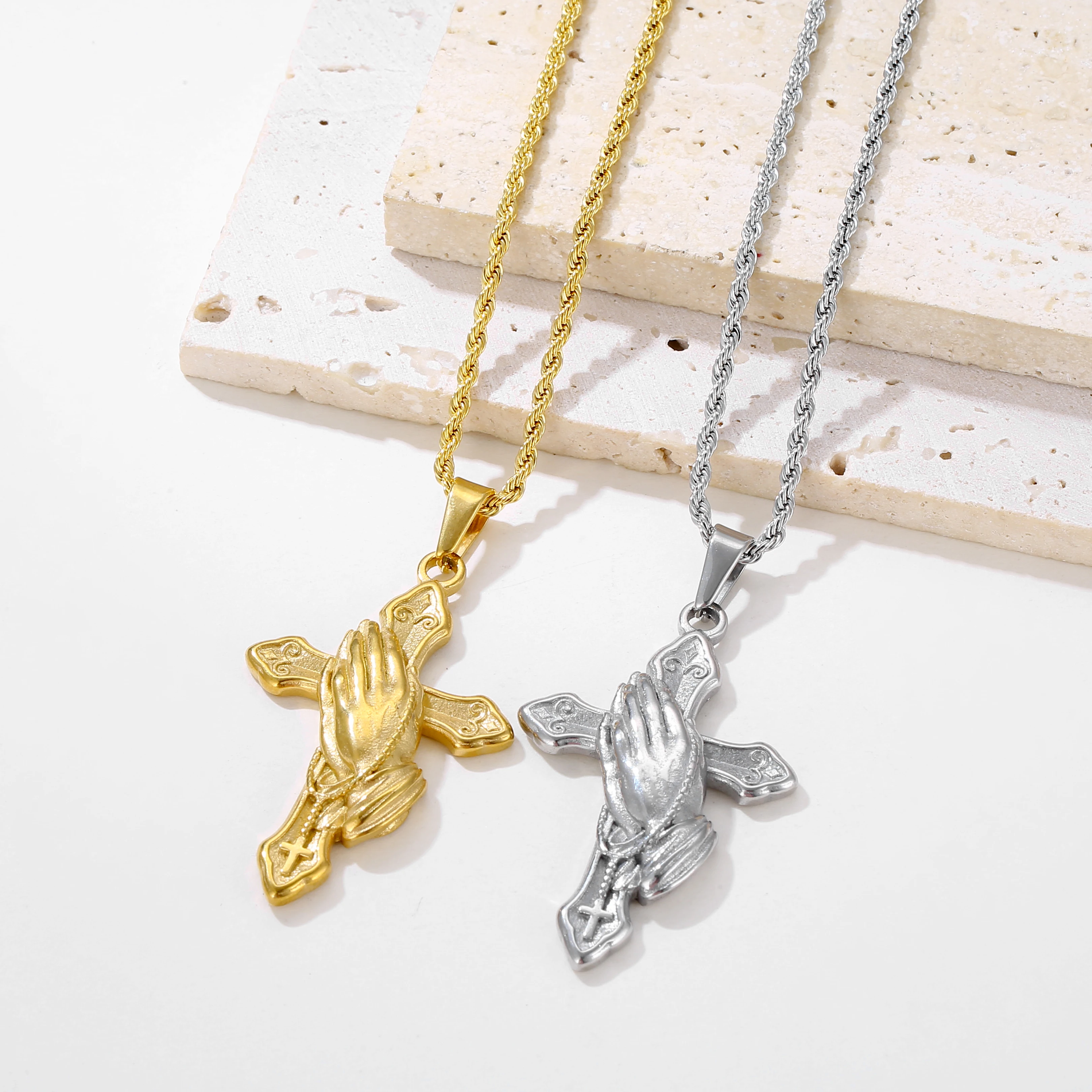 Olivia Stainless Steel 18k Trendy Hot Selling Cross Pray Hand