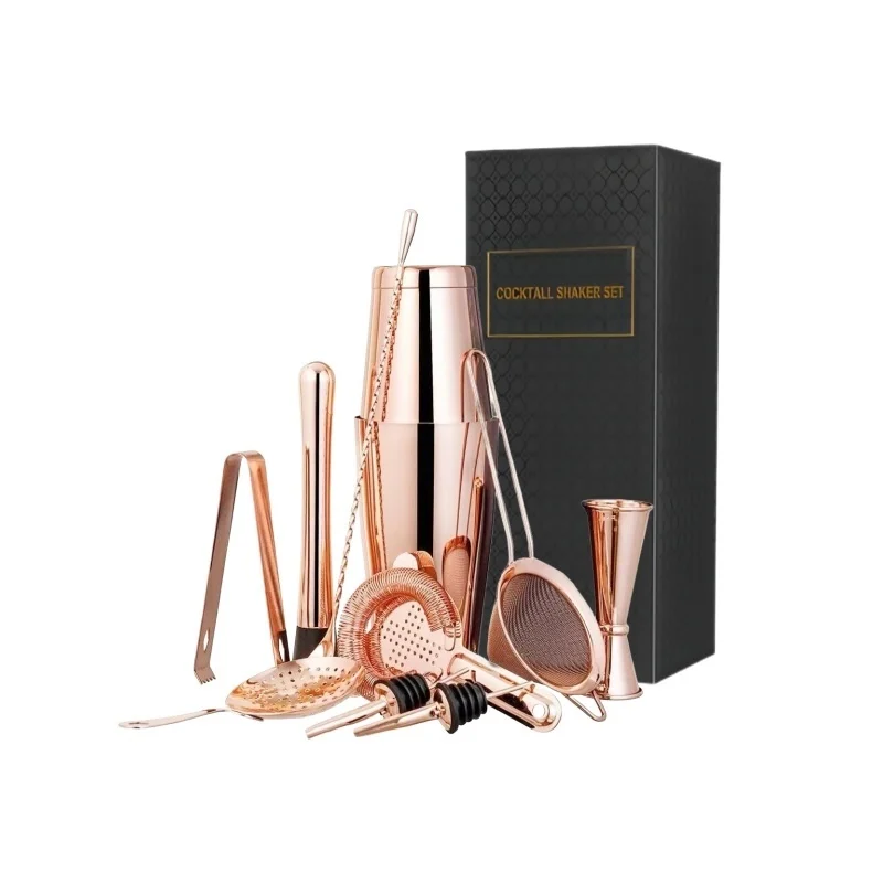 OEM Wholesale Bar Tools Bartender Kit Stainless Steel Boston Cocktail Shaker Set Jigger 350ml/550ml/750ml Reusable Gift Box Logo