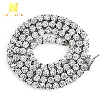 Wholesale price 316l stainless steel tennis chain unisex 5mm cubic zirconia necklace bracelet water proof hip hop jewelry