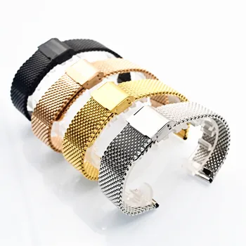 18 20 22 24mm Double Safety Clasp 304 Stainless Steel Milanese 1.0 Course Mesh Smart Watch Bracelet With Quickrelease