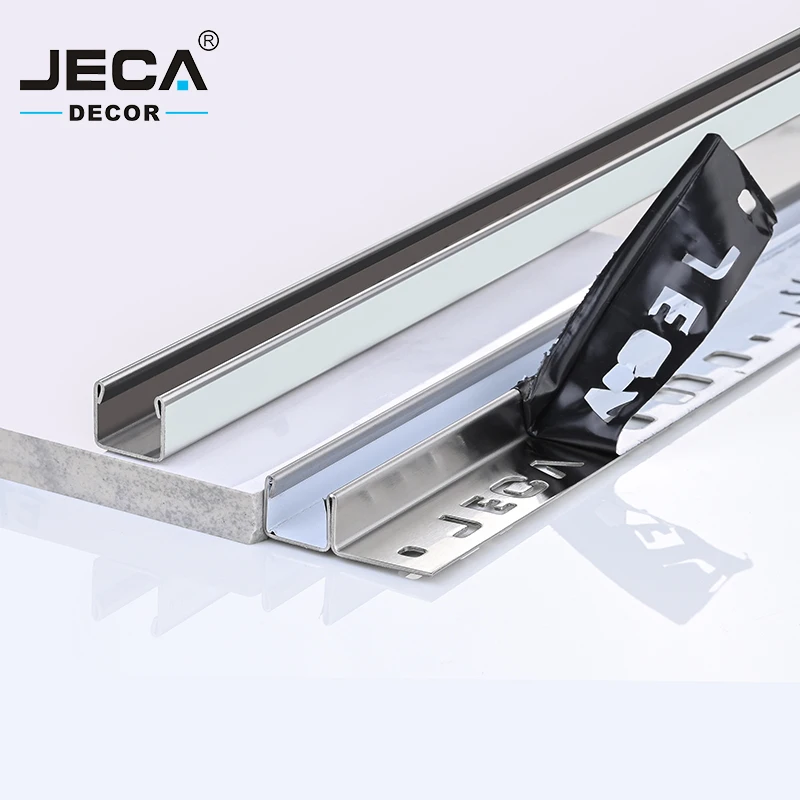 Foshan JECA Factory Directly U Channel Glass Profile Aluminium Shower Wall Profiles for Decoration 304/316 Tile Trim