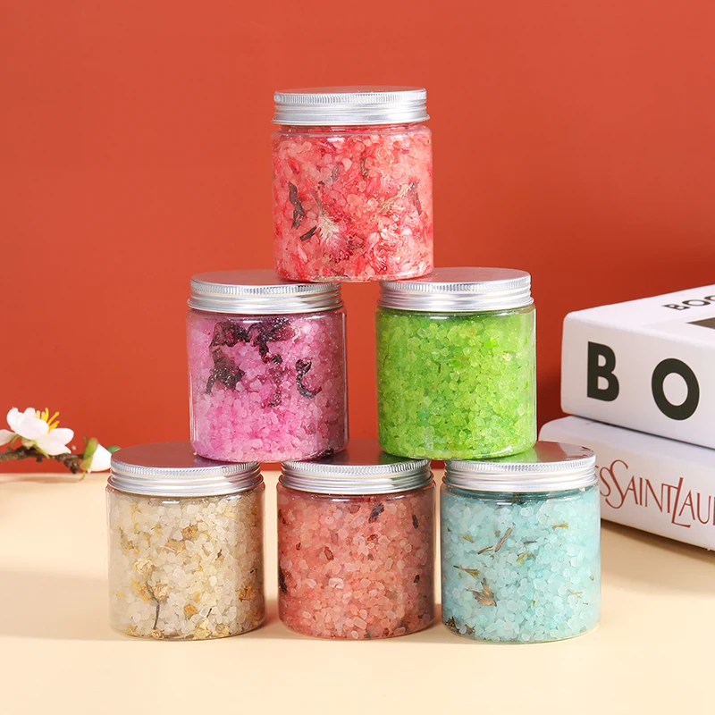 Оптовая продажа, органические соли для ванны роскошного цвета с цветами, скраб для тела, спа