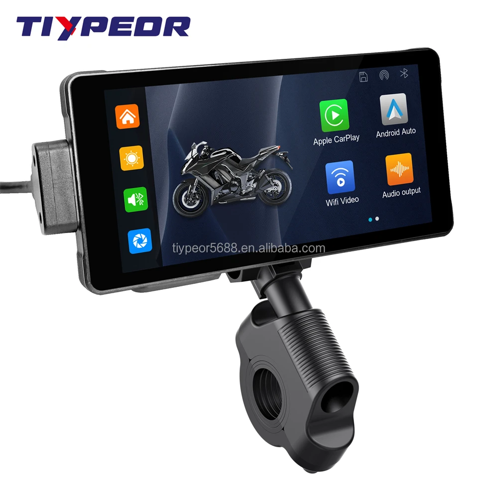 product tiypeor motorcycle wireless carplay android auto player with dvr loop record ips touch screen monitor bt wifi connection tpms-8