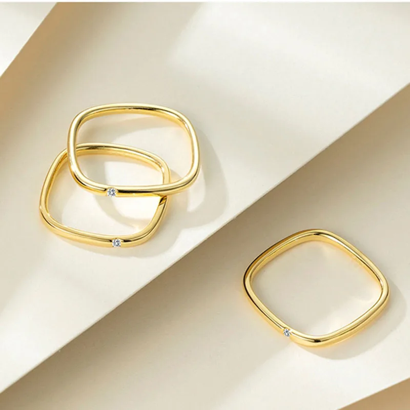 2024 Trendy Solid Gold Stackable Ring Fashion Jewelry Gold Plated Rings ...