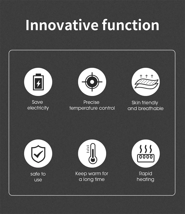 Thermal Seamless Washable Cotton Breathable Warming Rechargeable Electric Charging And Heating