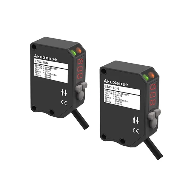 AkuSense ESC-18N Mark Color Sensor NPN/PNP Object Color Detection Photocell Sensor 24v Photoelectric Sensor