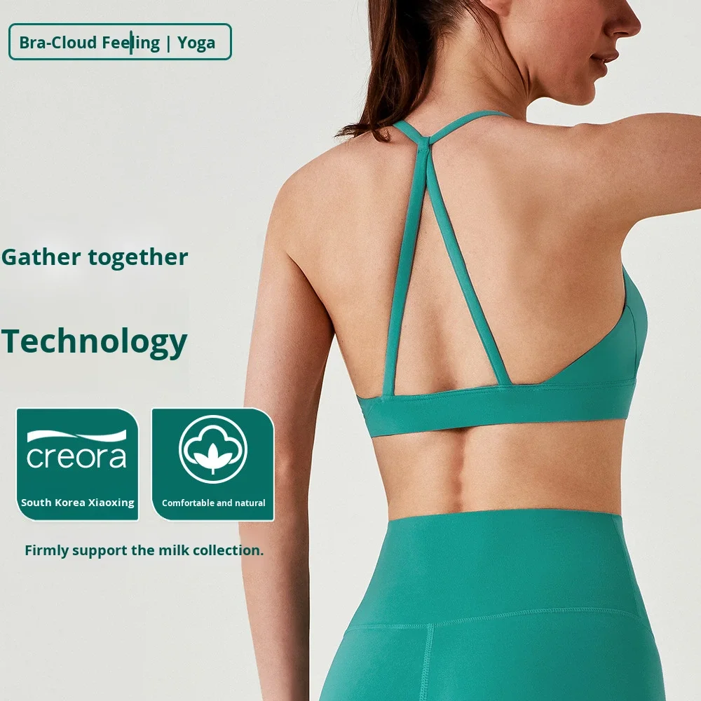 Halter Triangle Back Breathable High Support 100% Nylon Yoga Bra Small Camisole Sports U