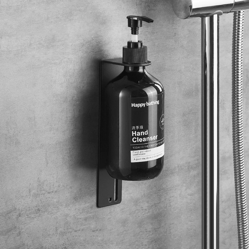 Double Soap Dispenser Bracket Matte Black Hotel Liquid Soap Dispenser Wall Holder Bracket