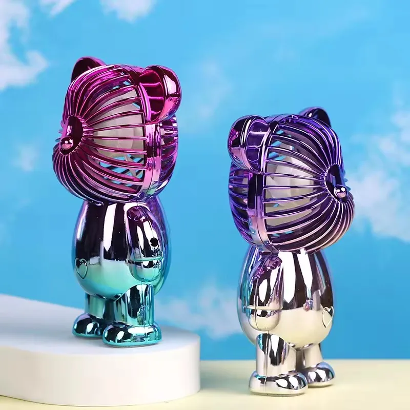 Gradient Gloomy Bear Handheld Mini Portable Pocket Fan USB Rechargeable Table Fan Personal Cute Small Handheld Fan for Kids Gift