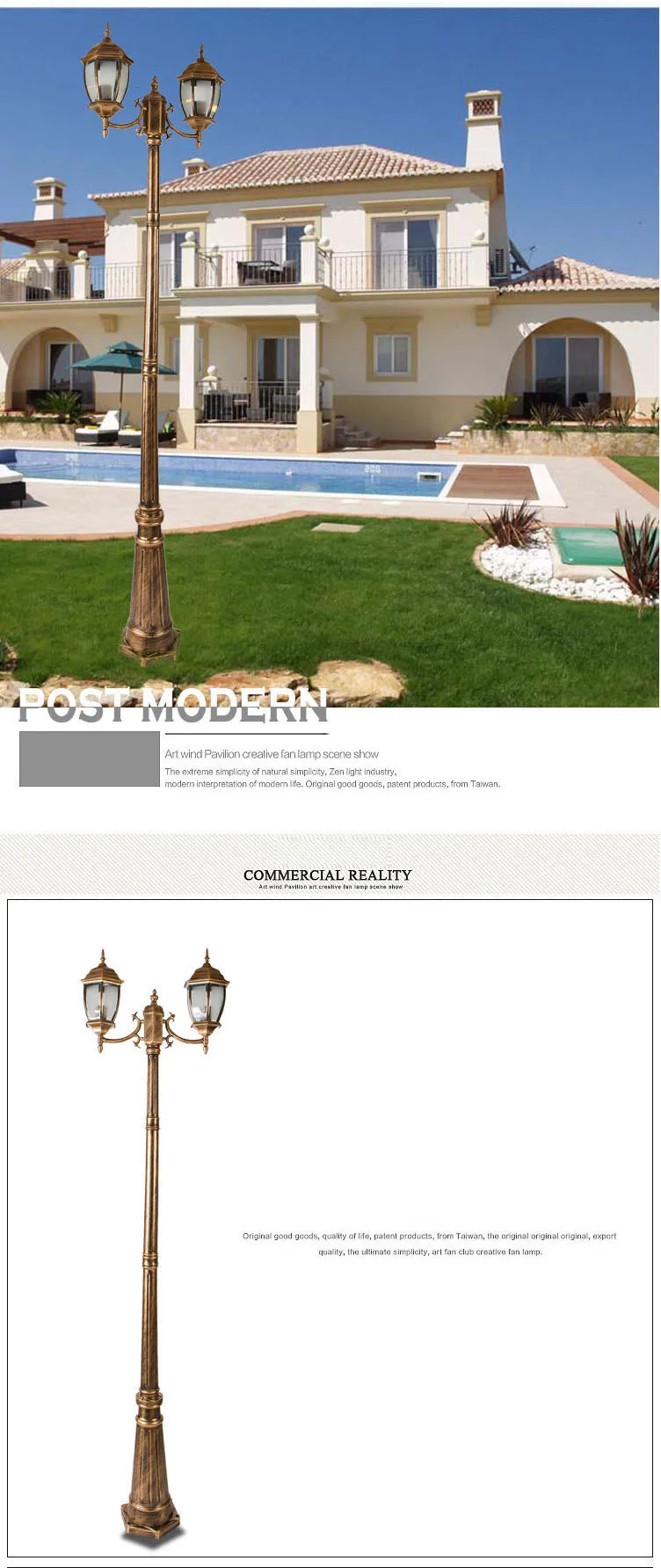 Outdoor Villa Courtyard Light Waterproof Post Led Modern Garden Street Light Fixituer IP65 Antique Road Lamp