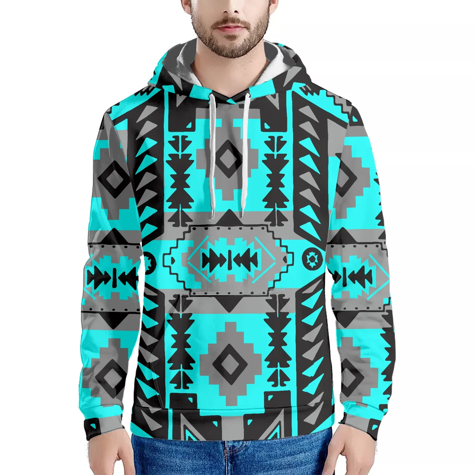 Bohemian Aboriginal Designs And Native Prints Men Hooded Sweatshirt ...