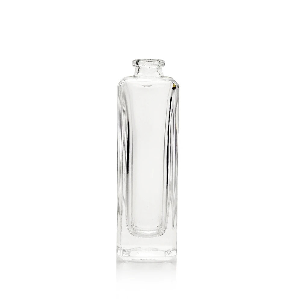 30 ml square High Slim Bottles Perfume Glass Spray Perfume Bottle with Aluminium Wooden Zamak PMMA Plastic Top