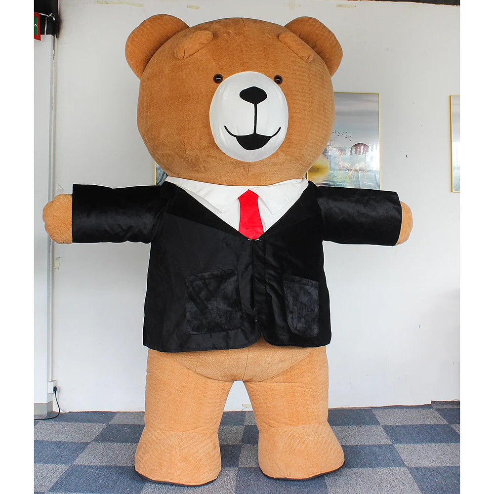 Wholesale CE Adult Inflatable Teddy Bear Costume With Suit Dress Outdoor Advertising Wedding Carnival Furry Animal Costume