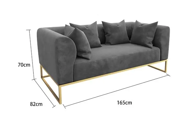 Nordic modern light luxury single sofa two seat three seat combination metal living room leisure sofa chair