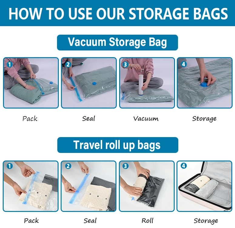 Vacuum Compression Zipper Storage Bags Comforters and Blankets Space Saver Bags Vacuum Sealer Clothes Storage Storage Bags