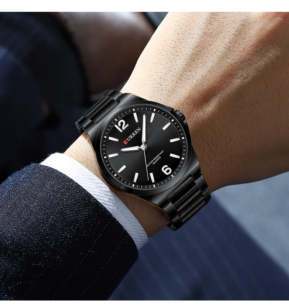 CURREN 8493 Classic Vintage Men's Quartz Watch 42mm Brand Original Wristwatches with Stainless Steel Band Luminous Hands Gift