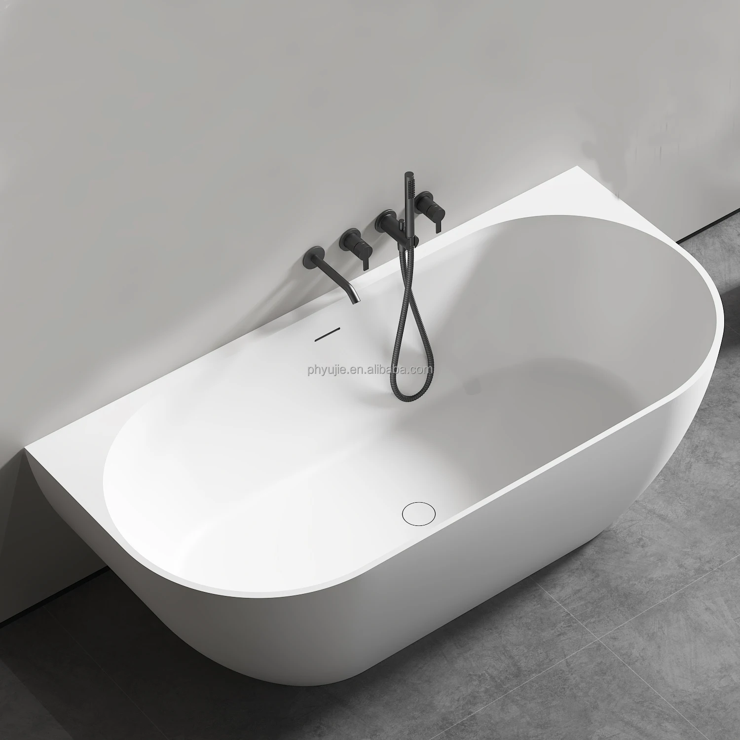 Solid Surface Acrylic Stone Freestanding Bathtub Artificial Stone Bath ...