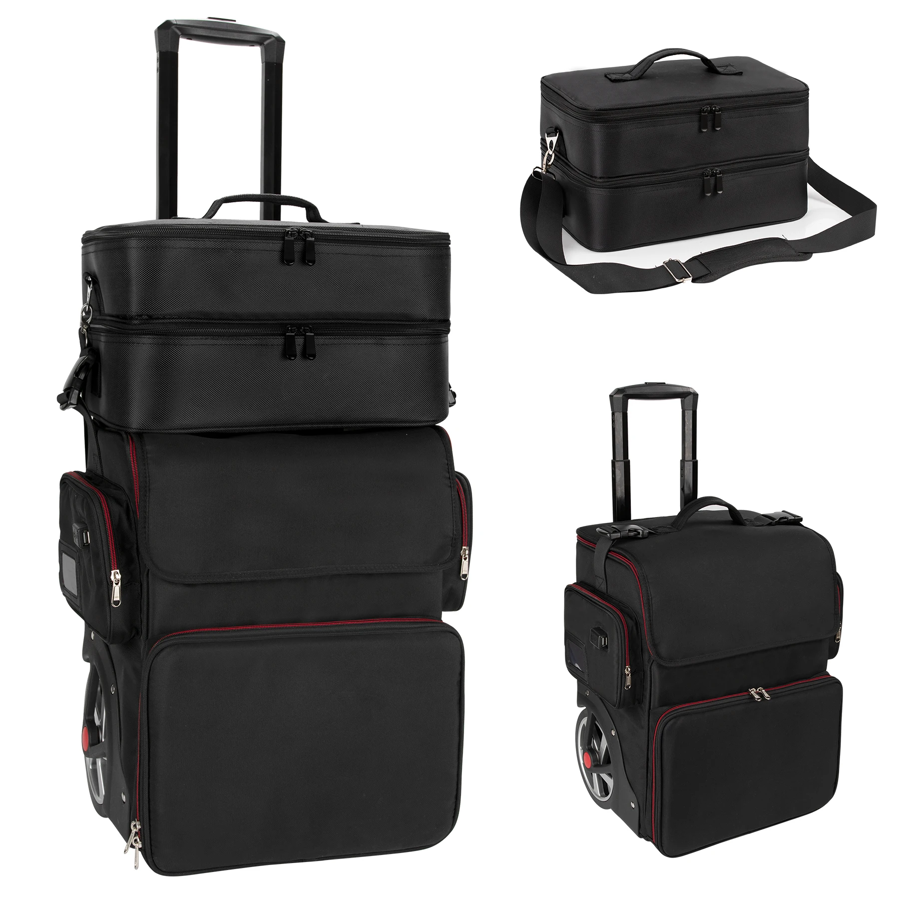 Amazon Relavel Travel Makeup Case Small Black Rhombus Travel