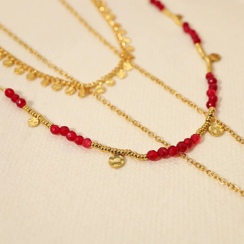 Red Acrylic Beaded Necklace