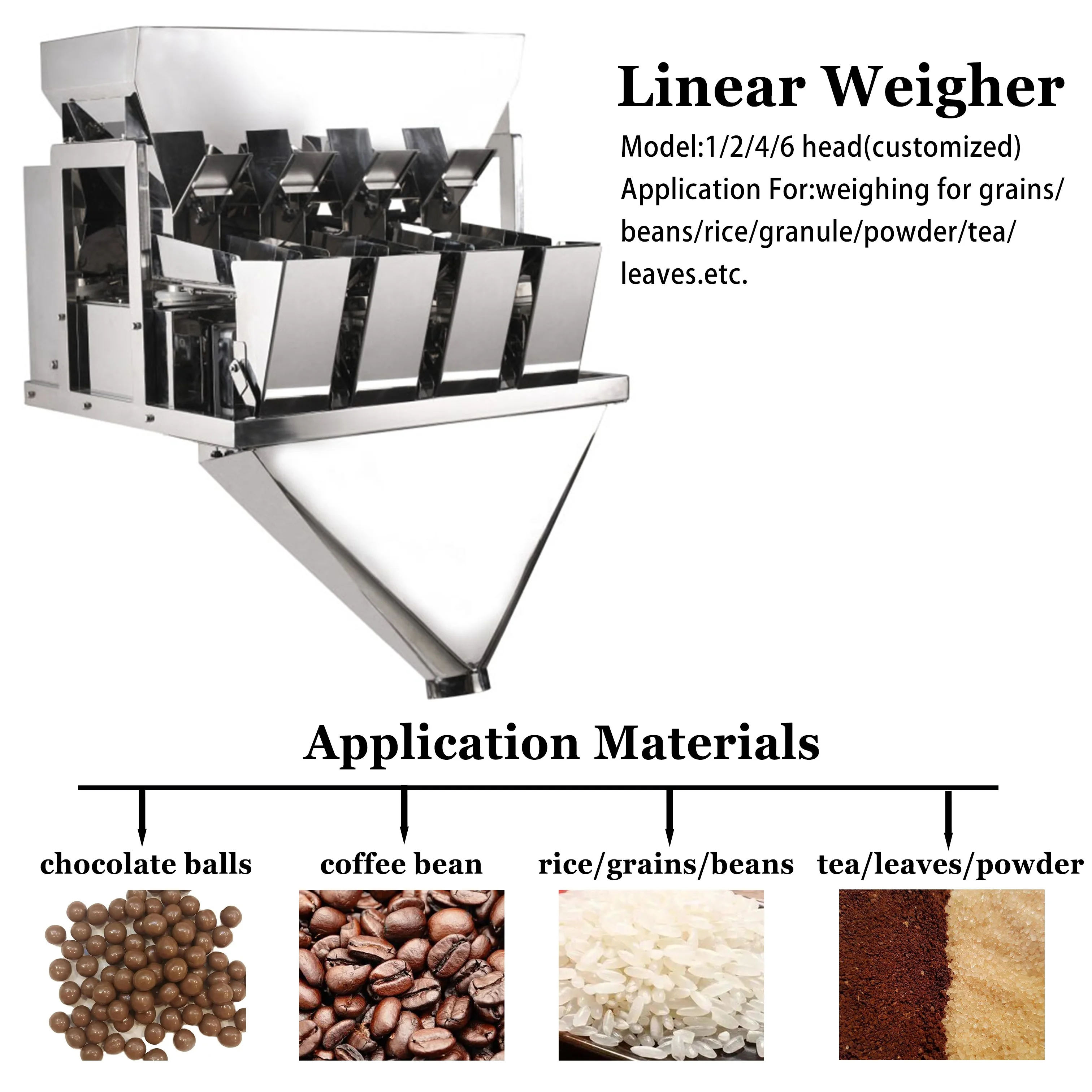 Linear Net Weigher Machine 4 Head Linear Weigher for Weighing Cereals