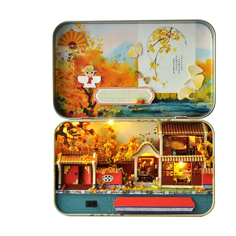 Кукольный домик «сделай сам», миниатюрная деревянная мебель, игрушка, четыре сезона, коробка с ландшафтом, кукольный дом для детей