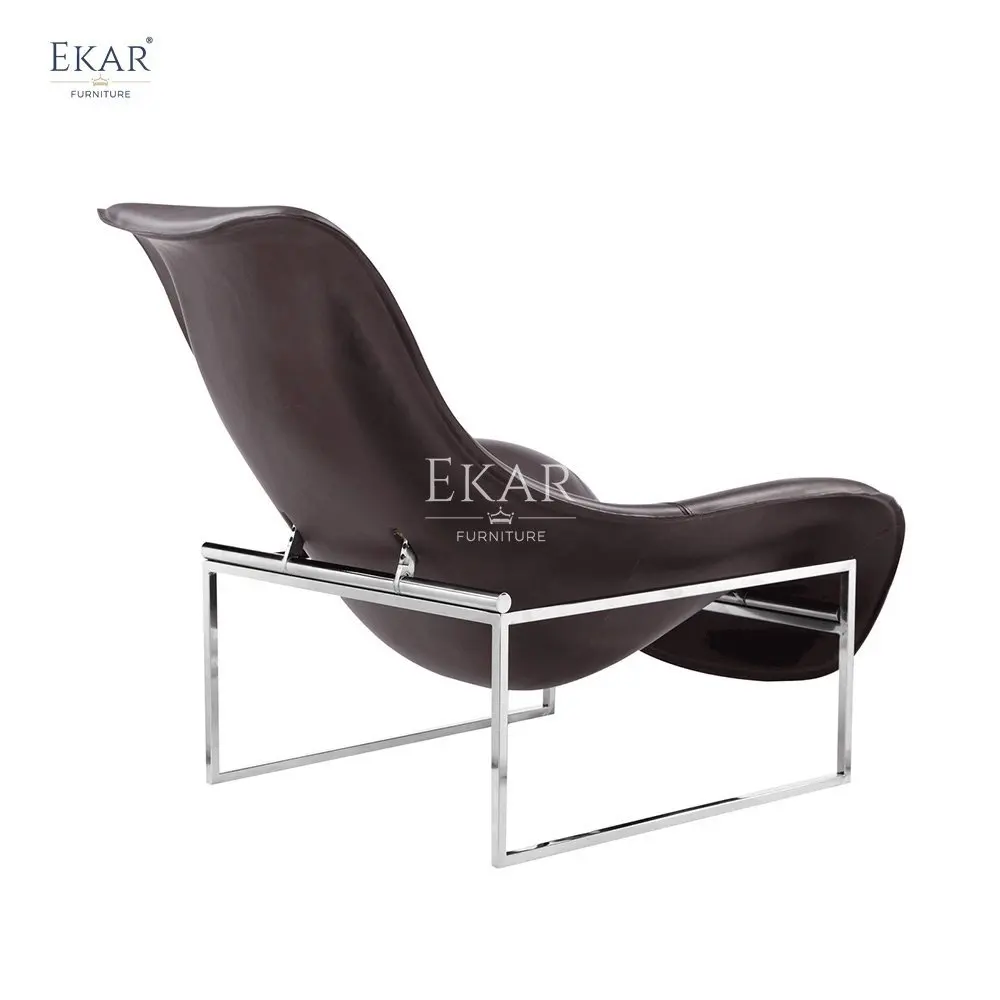 Glossy Steel Frame Lounge Chair with Fiberglass and High-Density Foam Body factory