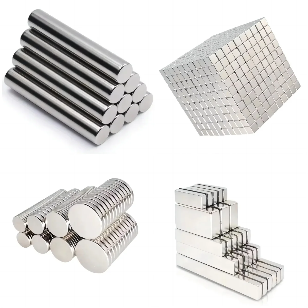Aimants Néodyme N35 Puissants - Petits Blocs Rectangulaires Fins - Revêtement Nickel - Neuf