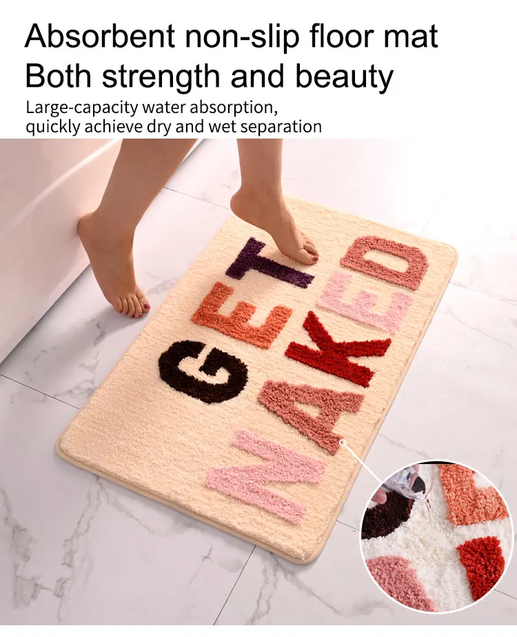 Factory Supplier super absorbent microfiber in stock 40*60 cm get naked waterproof non slip mat bath washable fluffy bath mats supplier