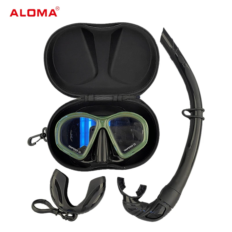 aloma snorkeling set kacamata menyelam kit peralatan snorkeling freediving topeng dan basah anorkel set dengan tas peralatan