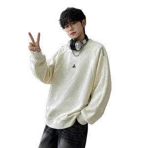 2026 Autumn New Trendy Boy's Casual Sports Pullover Long Sleeve Fleece-lined Sweatshirt Loose Fit Knitted Fabric Anti-Pilling