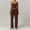 Gilet marrone + pantaloni della tuta lunghi