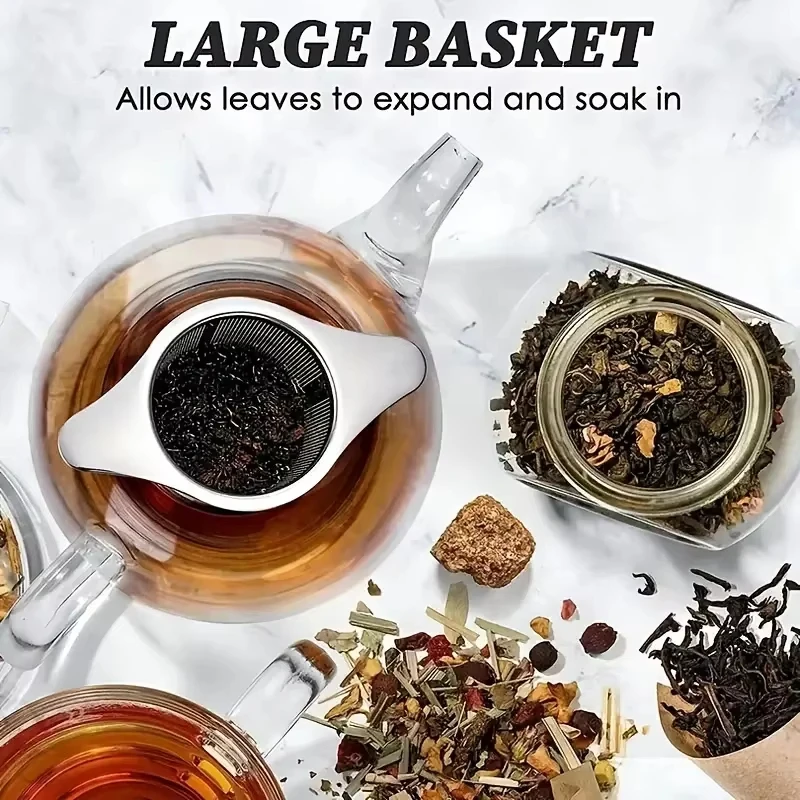 Custom Logo 304 Stainless Steel Tea Strainer with Lid Extra Fine Mesh Strainer Brewing Basket for Loose Leaf Tea Tea Filter
