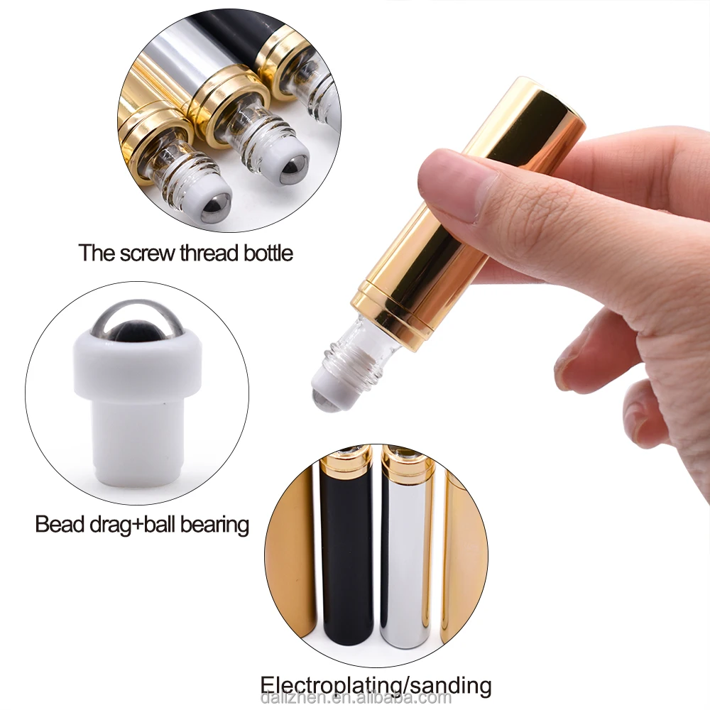 Customizable Electroplated Gold 5ml 10ml 15ml Rollerball Bottle Perfume ...