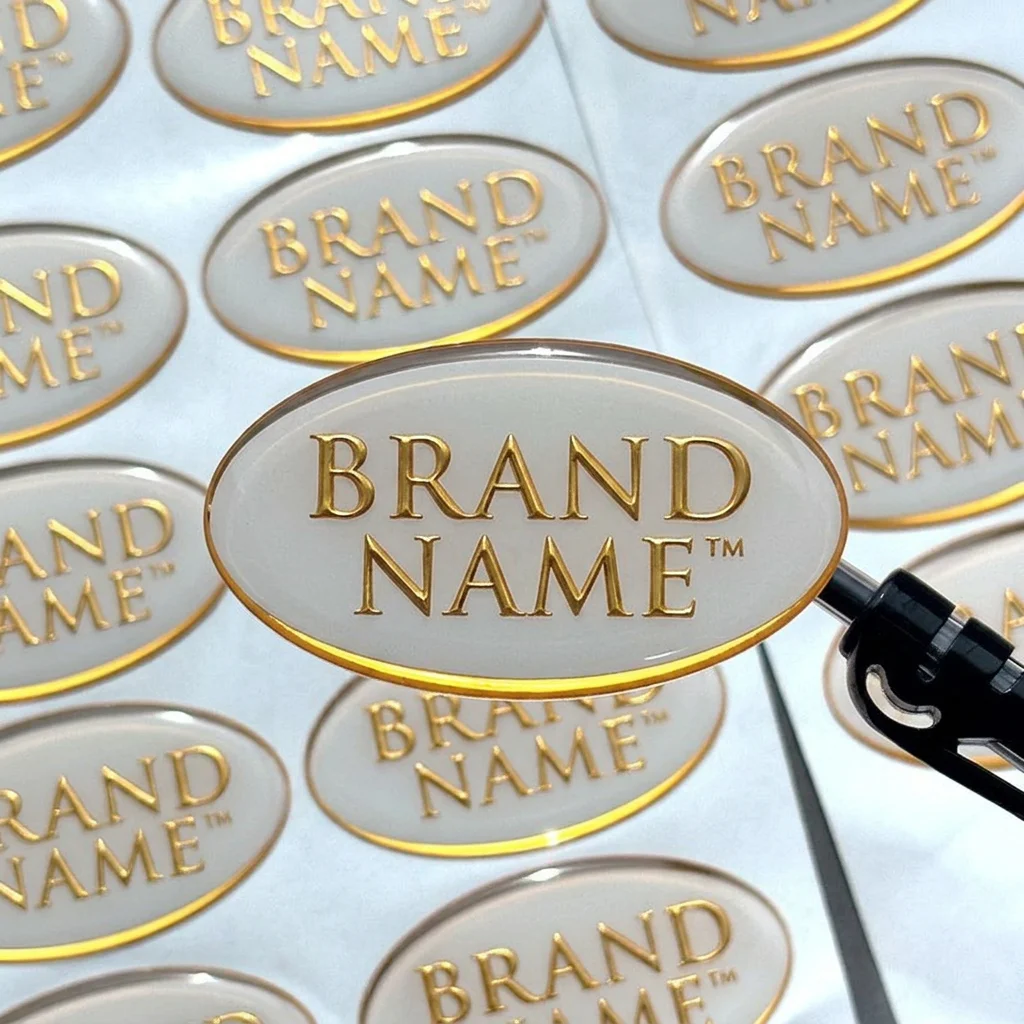 Custom Foil  Metal Resin Art Stickers Epoxy Resin for Doming Gel Domed Decals