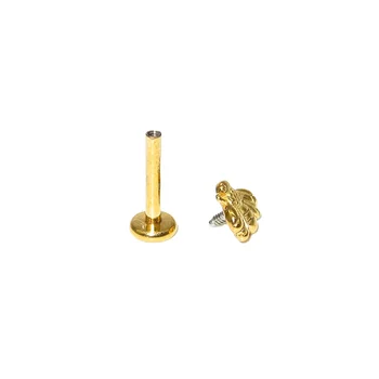 PVD Gold Bee on Internally Threaded 316L Surgical Steel Flat Back Studs for Labret, Monroe, Cartilage, and More