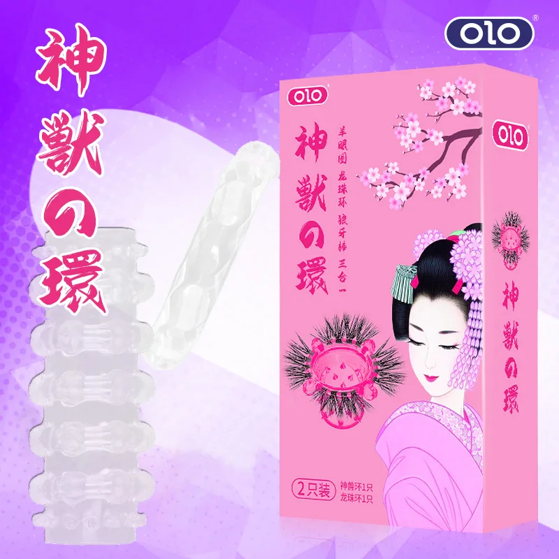 OLO Big Black Cock Hot Flexible Penis Magnetic Ring Adult Sex Toys Delay Ring Natural Goat Eye Sax Toys Cock Ring for Men