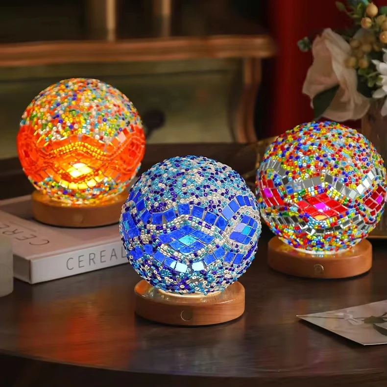 product decorative lamps led lampshade colored glass innovative table lamp mosaic floor standing wooden plug in baroque night lamp-35