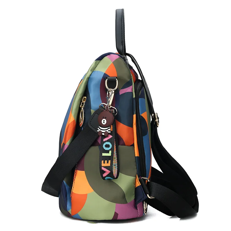 Women\'s Anti Theft Back Pack Waterproof Nylon, Multicolored Student Fashion All match Anti-theft Backpack Women Oxford  main image 4