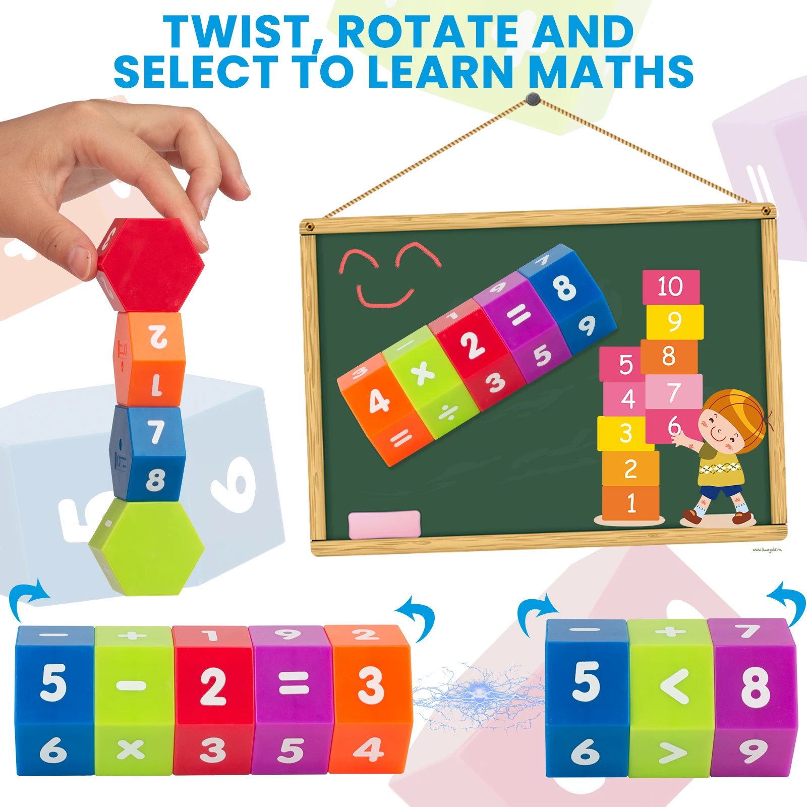 Цветные строительные блоки, Обучающие игрушки с алфавитом для детей, математические блоки, развивающие игрушки