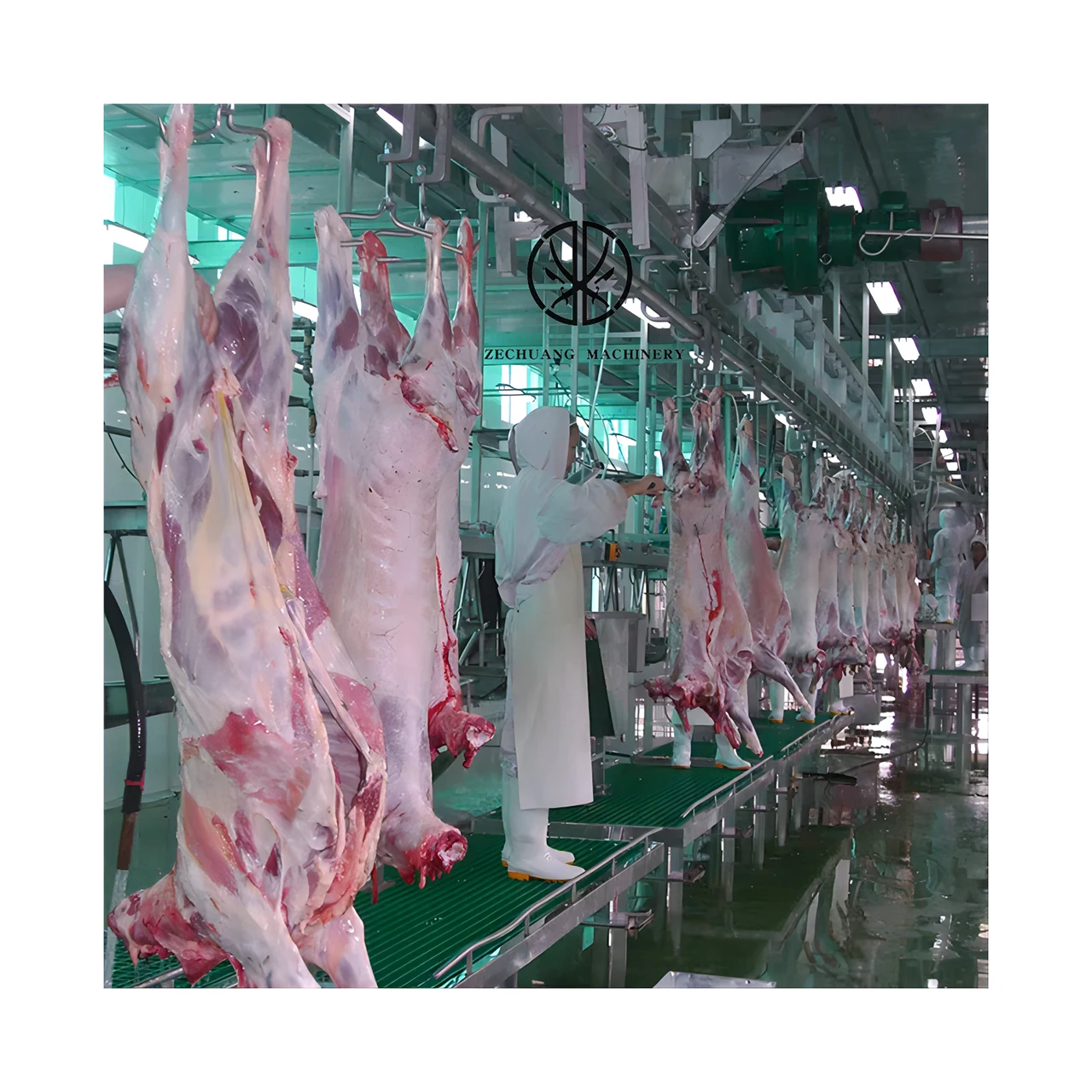 Cheap Price Buffalo Processing Equipment Halal Sheep Slaughtering Machines Abattoir Offal Synchronous Checking Overhead Conveyor